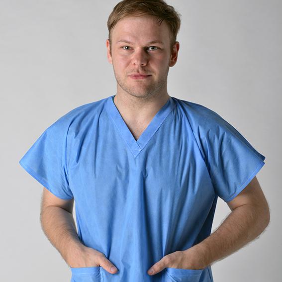 Schützende Wegwerfkleider des kurzen Ärmels, Breathable Wegwerfchirurgisches scheuert sich